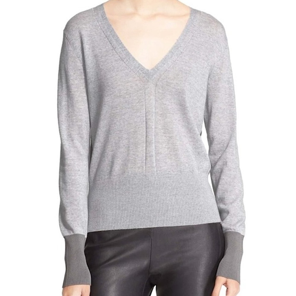 RAG & BONE Merino Wool Long Sleeve V-Neck Lightweight Sweater in Gray SZ S